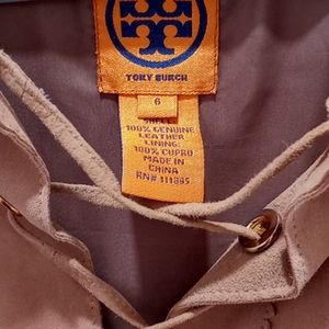 Tory Burch leather top of short dress